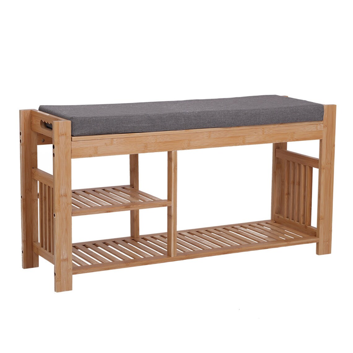 Bambus-Schuhhocker mit Kissen Drei-Schicht-Eingangsbank mit | Etsy