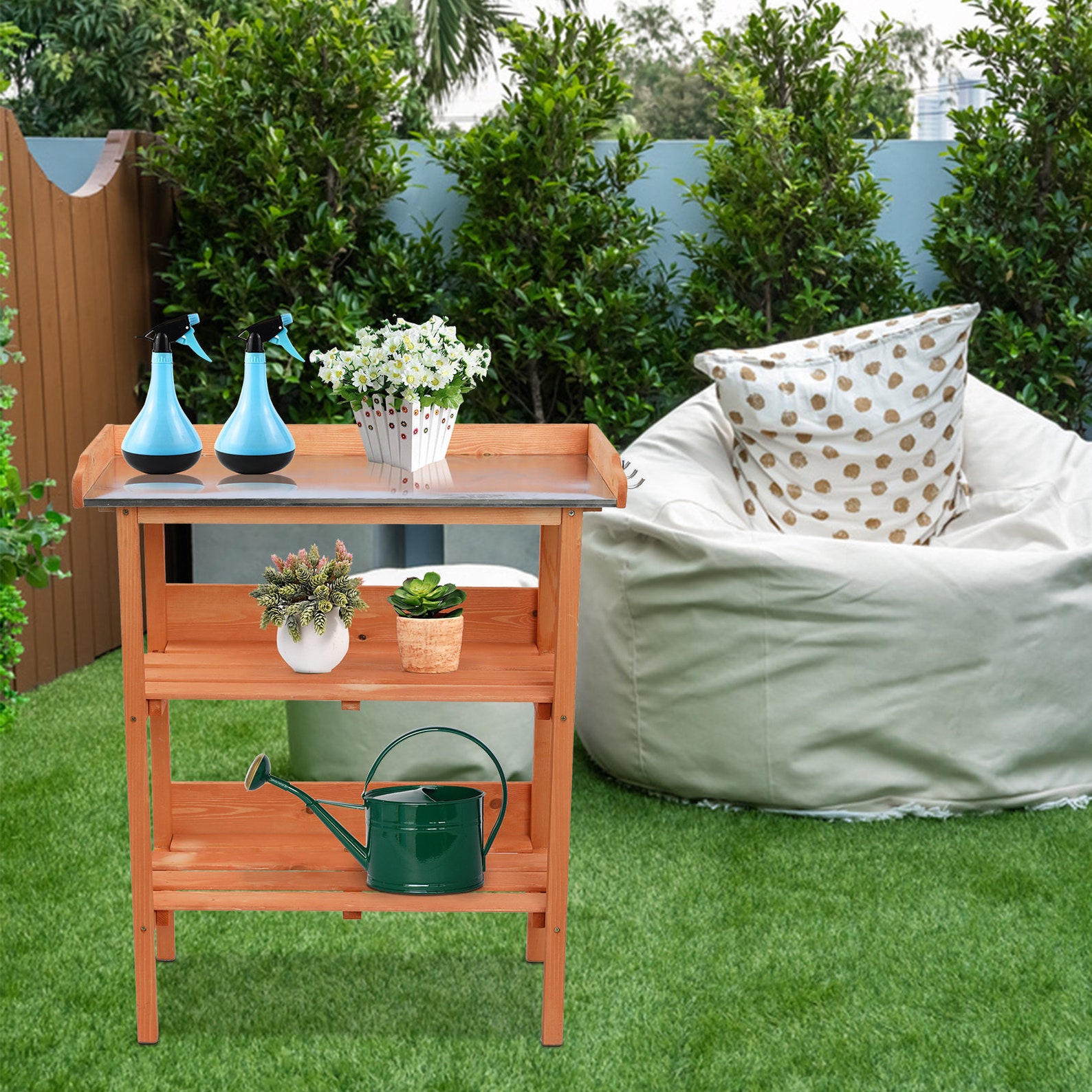 Wooden outdoor garden workbench station Three Layers XH Etsy
