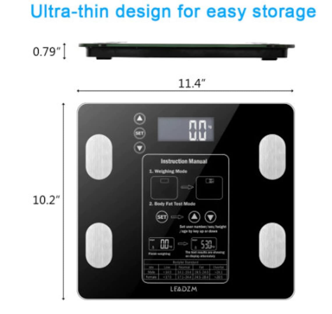 Electronic LCD Digital Body Fat Scale 180KG/100g Health Etsy