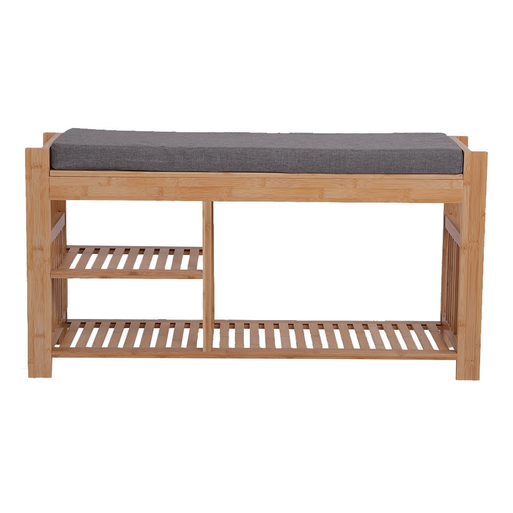 Bambus-Schuhhocker mit Kissen Drei-Schicht-Eingangsbank mit | Etsy