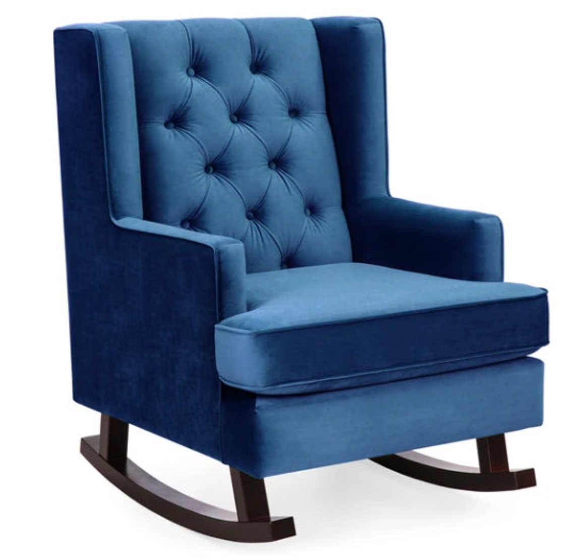 Tufted Upholstered Wingback Rocking Chair Etsy