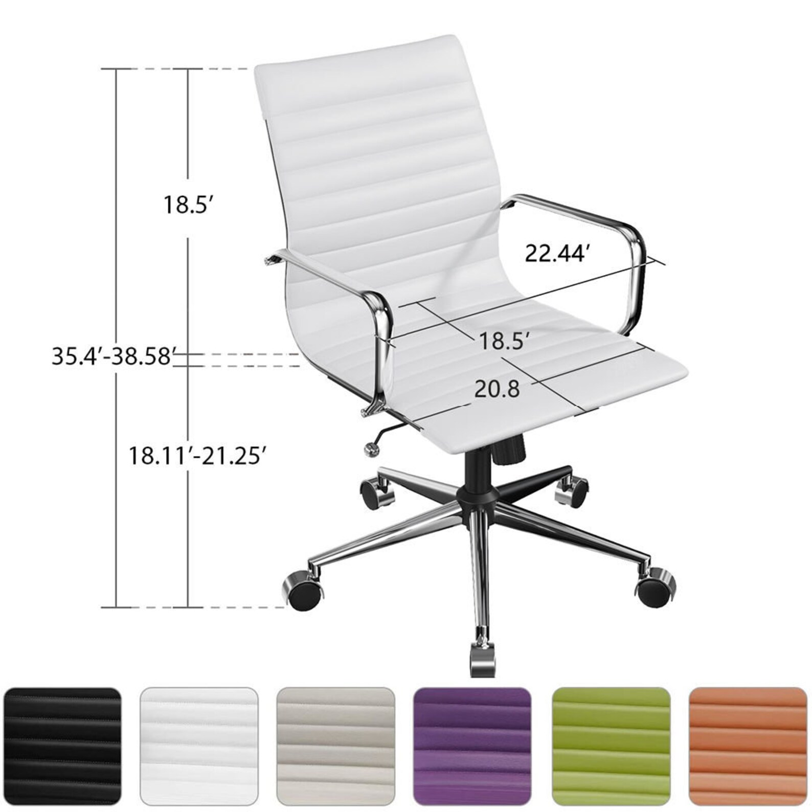 White Office Chair Adjustable Swivel Chair in Durable Vegan | Etsy