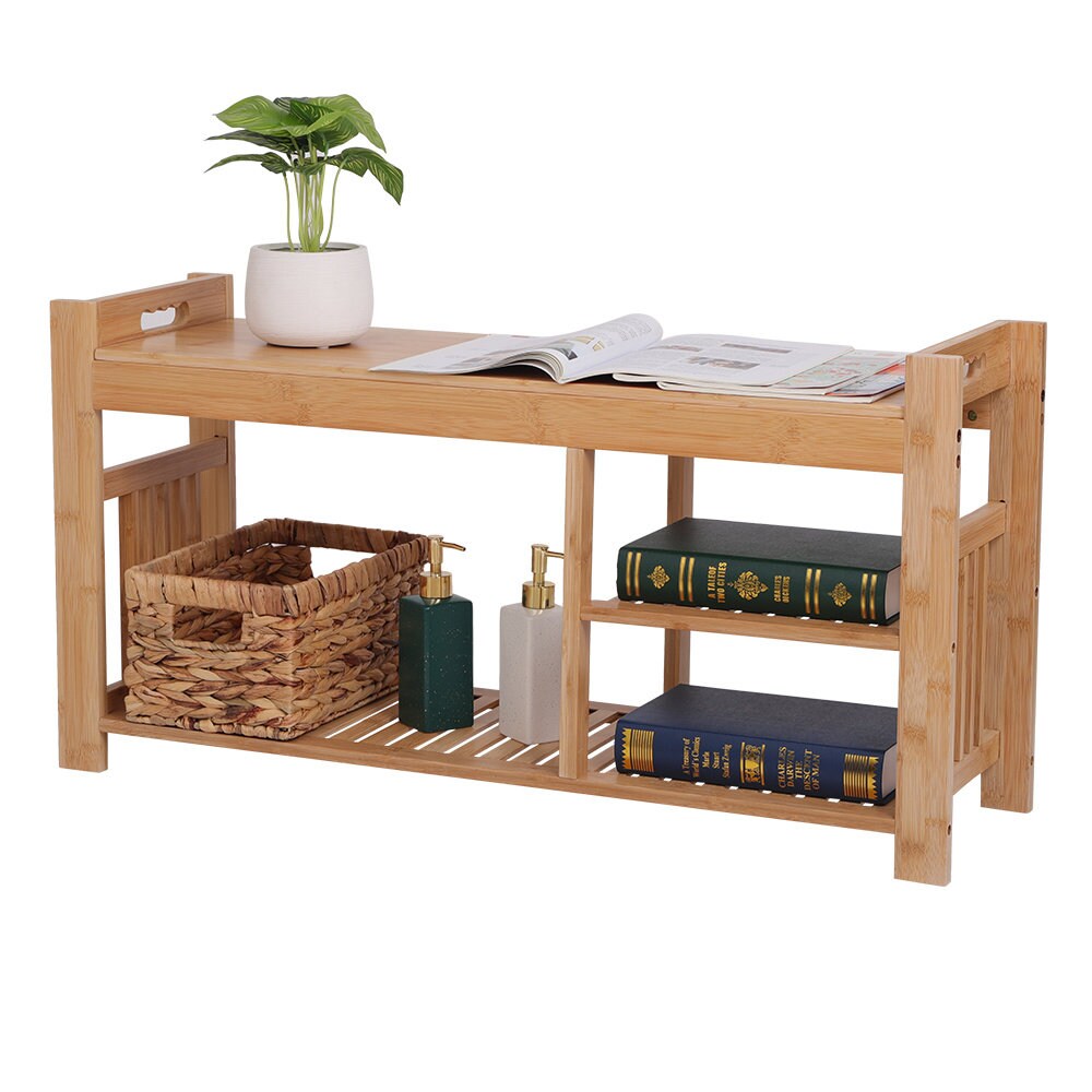 Bambus-Schuhhocker mit Kissen Drei-Schicht-Eingangsbank mit | Etsy