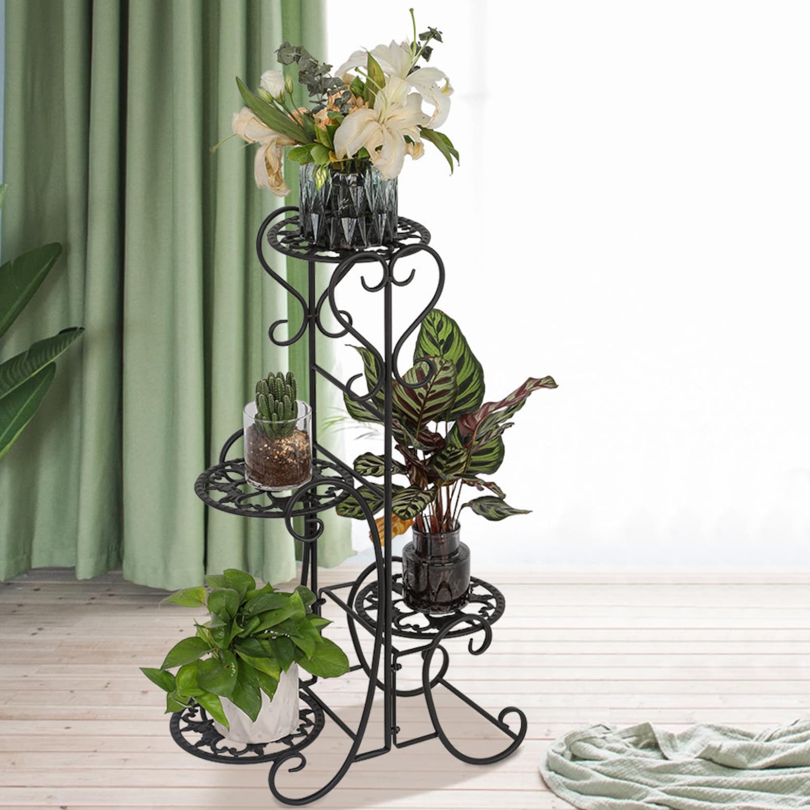 Garden Multi Tier Metal Plant Stand Flower Pot Rack Display Etsy