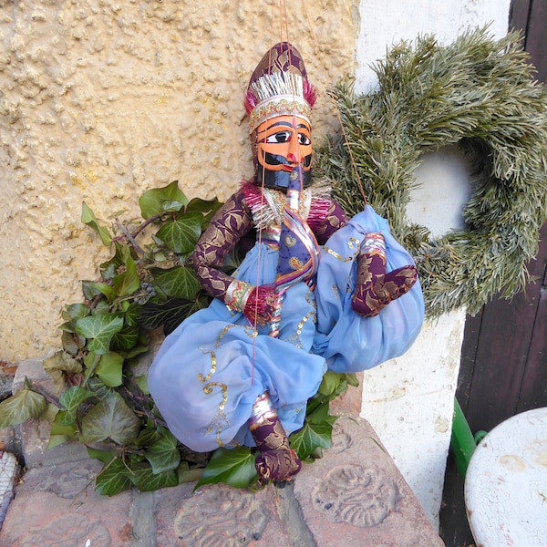 Alte orientalische Puppe Ethno Rag Doll Flötenspieler mit Pumphose