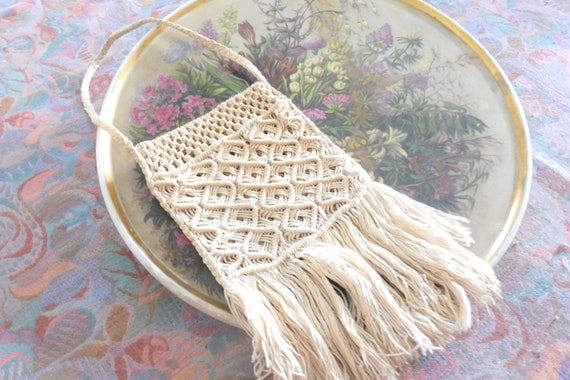 VINTAGE macrame TINS small shoulder bag ECO cotton - image 1