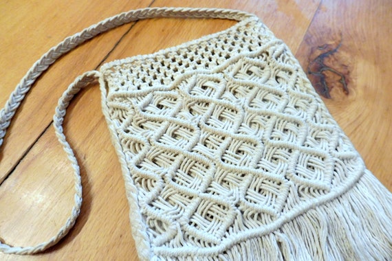 VINTAGE macrame TINS small shoulder bag ECO cotton - image 5