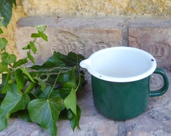 Petit mug émaillé Pot émaillé Mug bec Pot à lait vert foncé