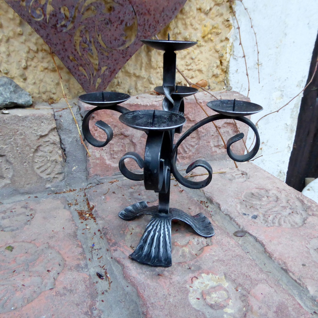 Candlestick Wrought Iron 5bulb Vintage Etsy
