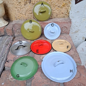 COUVERCLE POT Vintage émaillé ou aluminium, différents diamètres, voir photos