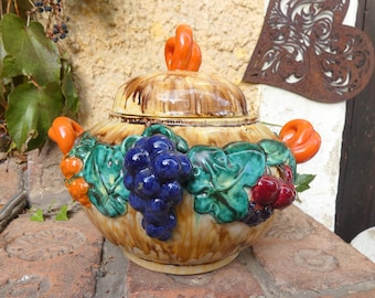 Vintage Punsch Set Bowleschüssel + Kelle + 6 Glasbechern Pressglas Perlenmuster Glasschüssel mit Bechern für 6 Person Bowleservice Bowle Set