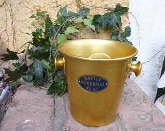 Champagne bucket KATTUS HOCHRIEGL gold-colored with holding buttons