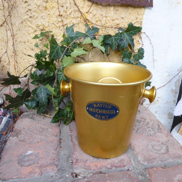 Champagne bucket KATTUS HOCHRIEGL gold-colored with holding buttons