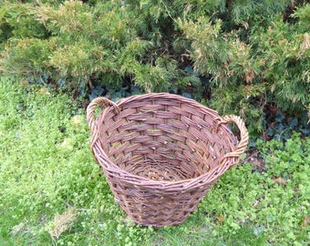 vieux panier en osier panier de transport en bois vintage