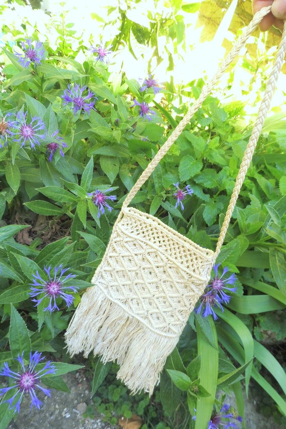 VINTAGE macrame TINS small shoulder bag ECO cotton - image 7