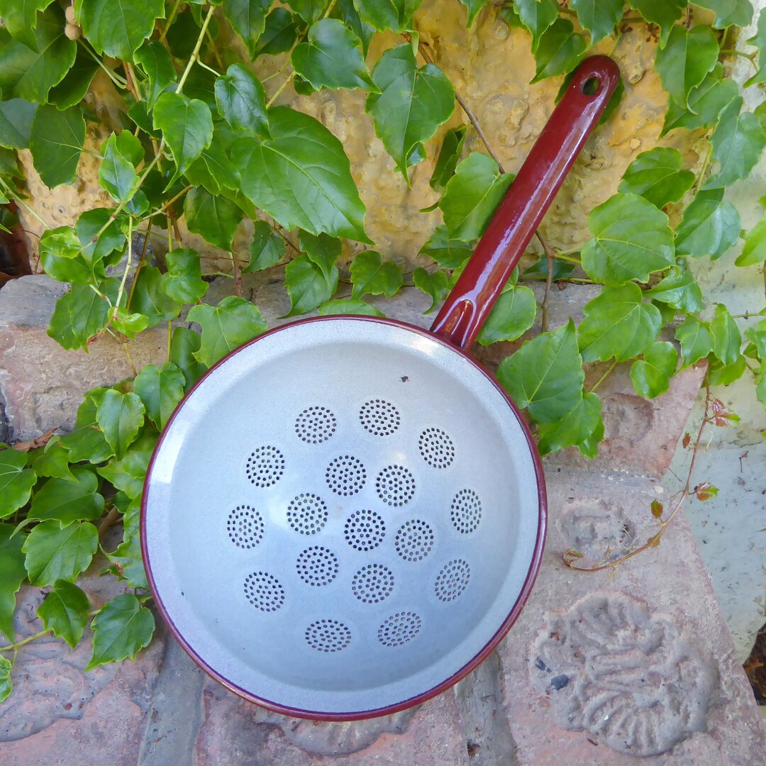 VINTAGE Enamel Sieve Color Oxblood With Handle Etsy