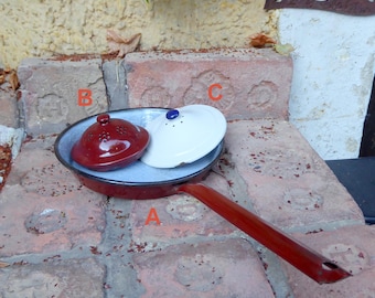 Vajilla esmaltada - cacerola, tapa - vintage