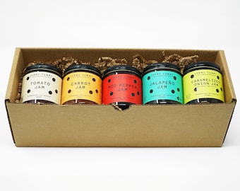 The Perfect Gift Box - 5 Veggie Jams (Tomato, Caramelized Onion, Red Pepper, Jalapeño & Carrot)