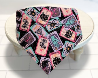 Pink Tarot Card and Silver Glitter Slip On Pet Bandana