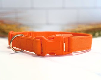 Collier pour chien/chat orange uni ~ Collier pour chien orange vif ~ Collier pour chien en tissu ~ Collier pour chien tendance