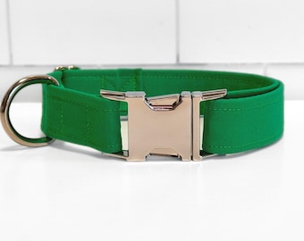 Kelly Green Fabric Dog/Cat Collar