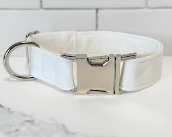 Wedding White Fabric Dog/Cat Collar