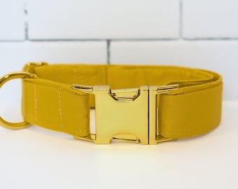 Solid Mustard Yellow Fabric Dog/Cat Collar