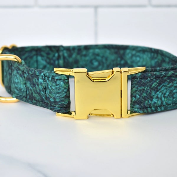 Teal Swirls Dog/Cat Collar ~ Teal Dog Collar ~ Green Dog Collar ~ Swirls Dog Collar ~ Fashion Dog Collar ~ Fabric Dog Collar