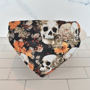 Goth Skulls and Flowers Slip On Pet Bandana