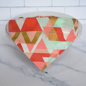Coral Abstract Dog/Cat Bandana ~ Geometric Dog Collar Bandana ~ Slip On Dog Collar Bandana ~ Fashion Dog Collar Bandana