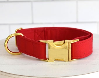 Solid Red Dog/Cat Collar ~ Red Dog Collar ~ Cherry Red Dog Collar ~ Hot Rod Red Dog Collar ~ Fabric Dog Collar ~ Fashion Dog Collar