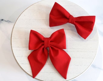 Solid Red Dog/Cat Collar Bow ~ Red Dog Collar Bow Tie ~ Cherry Red Dog Collar Bow Tie  ~ Dog Collar Bow ~ Slip On Dog Collar Bow Tie