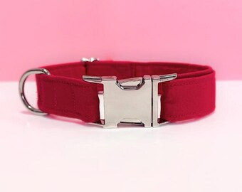 Solid Sangria Red Fabric Dog/Cat Collar