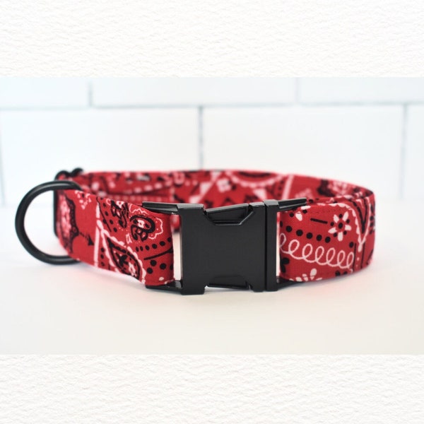 Red Bandana Dog/Cat Collar ~ Paisley Dog Collar ~ Summer Dog Collar ~ Bandana Dog Collar ~ Red Dog Collar ~ Farm Dog Collar