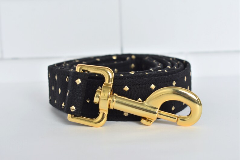Gold Studded Dog Leash Black and Gold Dog Leash Metallic Etsy