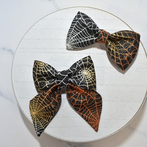 Glitter Spiderweb Dog/Cat Collar Bow ~ Halloween Dog Collar Bowtie ~ Spiderweb Dog Collar Bow ~ Slip On Dog Collar Bow Tie