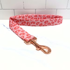 Raspberry Pink Leopard Print Fabric Dog Leash