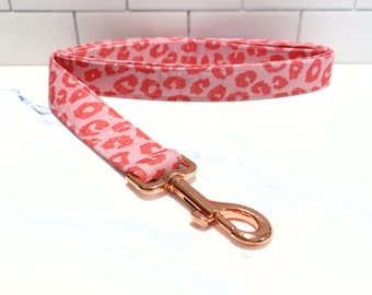 Pink Leopard Dog Leash ~ Leopard Print Dog Leash ~ Pink Dog Leash ~ Girl Dog Leash ~ Fabric Dog Leash ~ Fashion Dog Leash