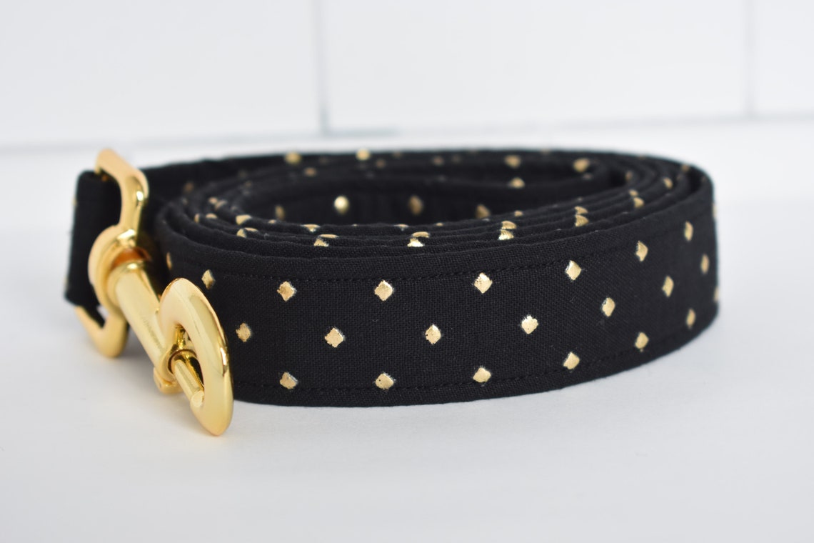 Gold Studded Dog Leash Black and Gold Dog Leash Metallic Etsy
