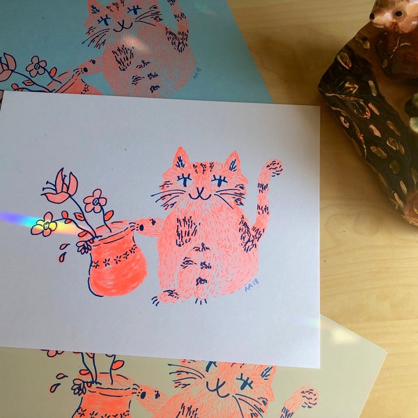 That Bad Cat - Risograph Print