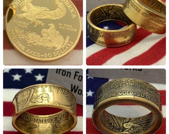 1 oz GOLD American Eagle coin ring one ounce