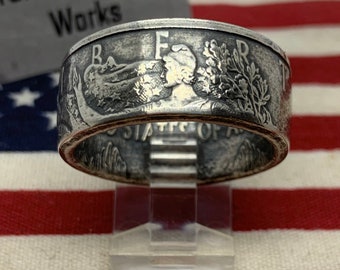 Coin Ring handmade from 1 Oz Silver Walking Liberty  American Standing Eagle ASE