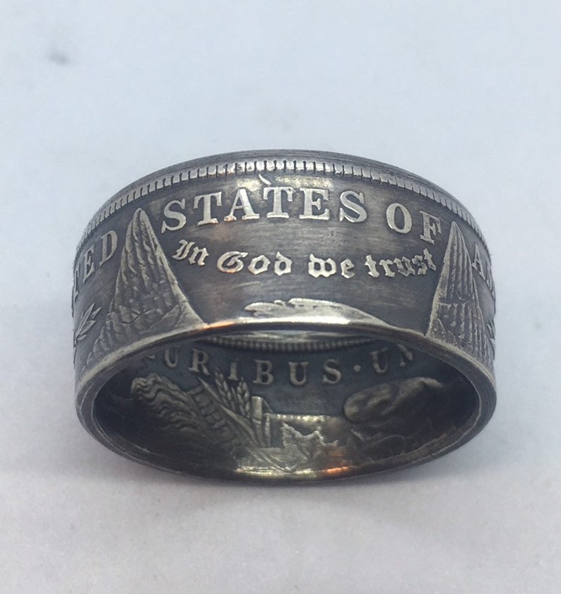 1oz Morgan Silver dollar coin ring polished or patina You | Etsy