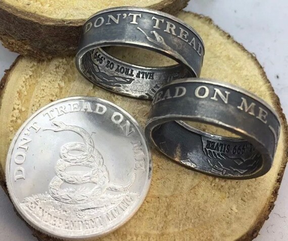 Don/'t Tread on Me Silver Coin Ring