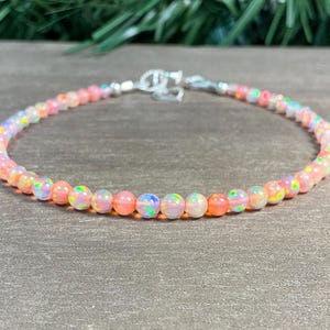 Pink Opal Bracelet with Heart Charm