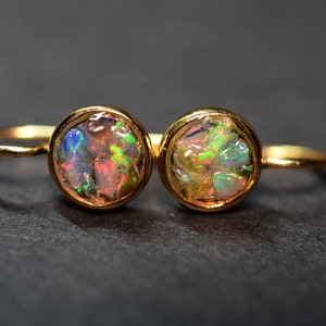 Gold Raw Opal Drop Earrings