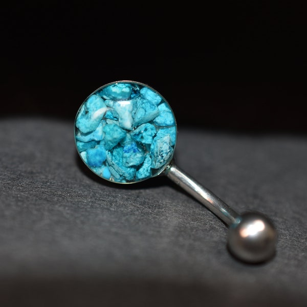 Turquoise and Resin Belly Ring 11mm Round