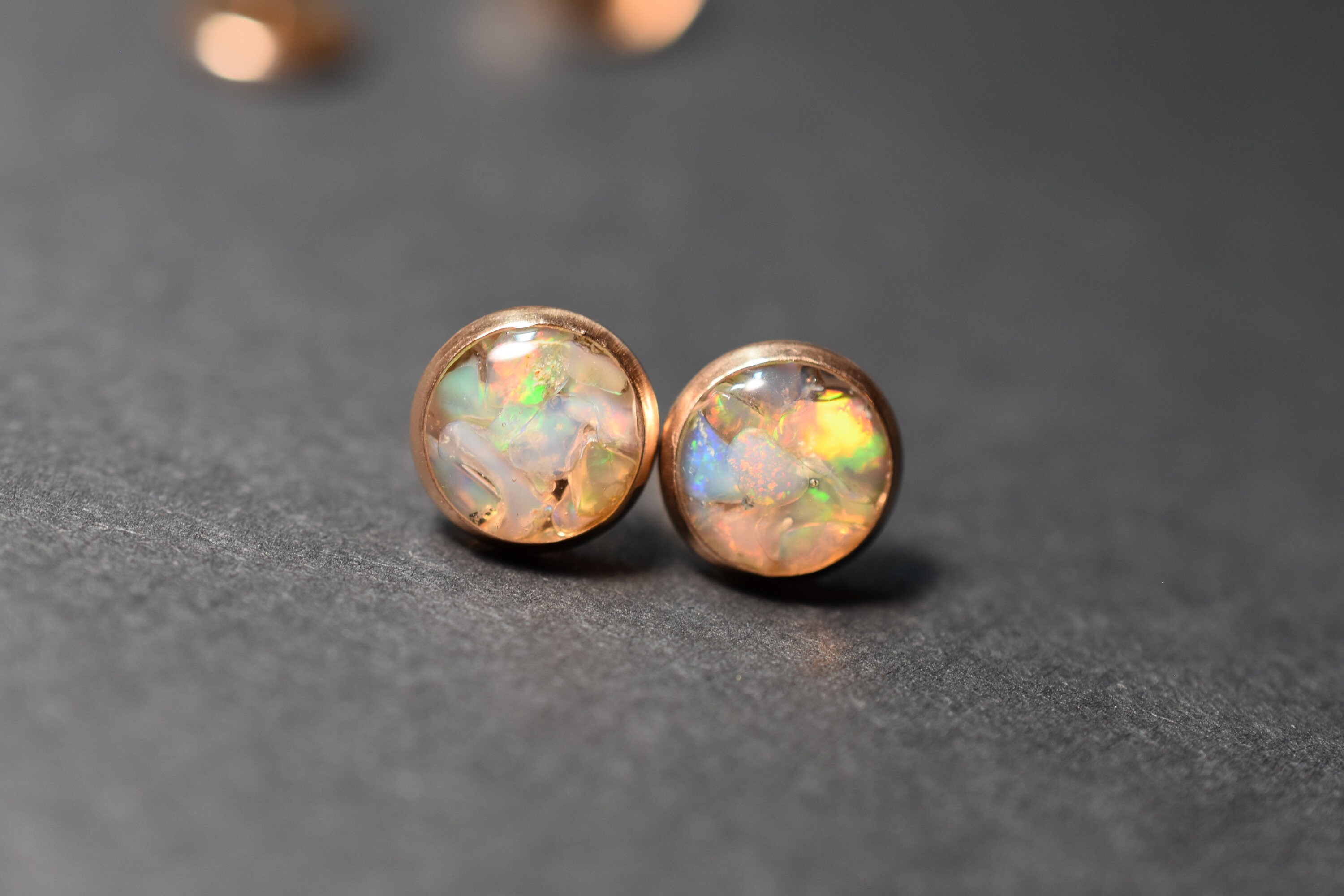 Rose Gold Raw Opal Studs Real Ethiopian Welo Opal Earrings | Etsy