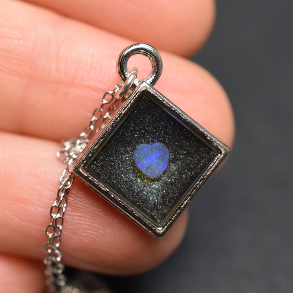 Australian Opal Heart Resin Pendant Necklace