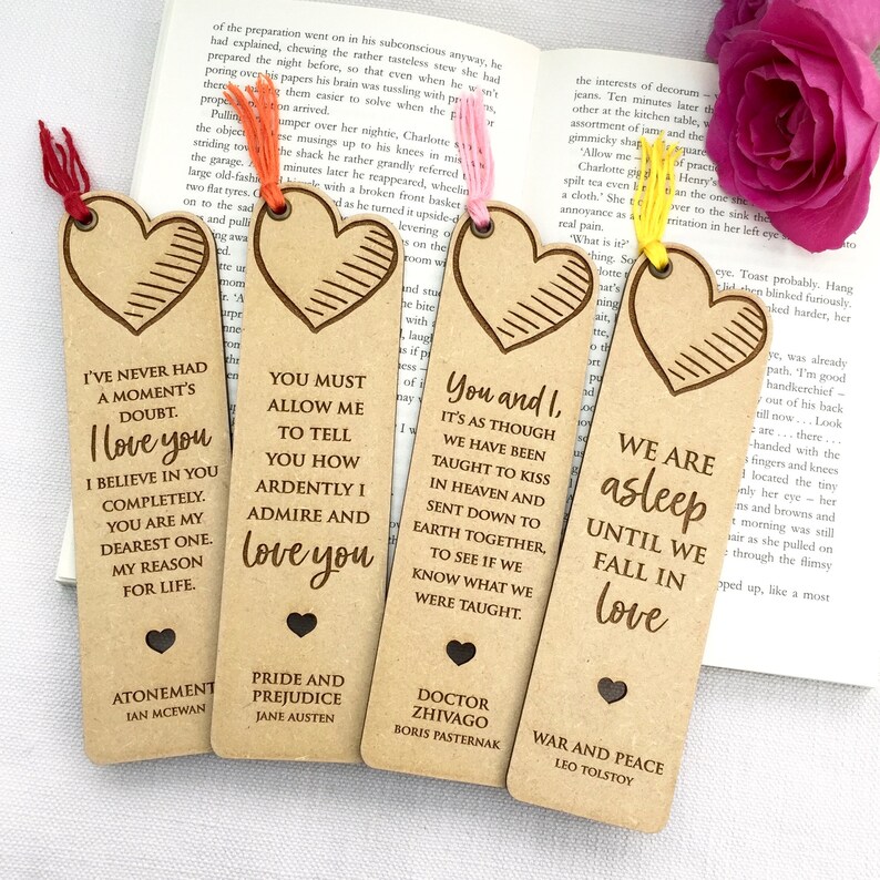 Literature Classic Novel Love Bookmark Wooden Quote by Etsy